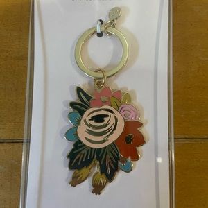 Rifle Paper Co. Multicolor Floral Enamel Keychain - Pink, Red, Teal, Navy, Gold